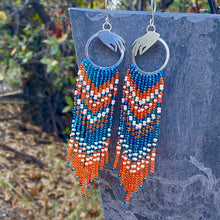 Load image into Gallery viewer, Sterling Silver Danglers with Orange Beaded Fringe Earrings