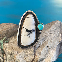 Load image into Gallery viewer, White Buffalo Turquoise Sterling Silver and Copper Size 6.5