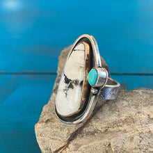 Load image into Gallery viewer, White Buffalo Turquoise Sterling Silver and Copper Size 6.5