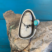 Load image into Gallery viewer, White Buffalo Turquoise Sterling Silver and Copper Size 6.5