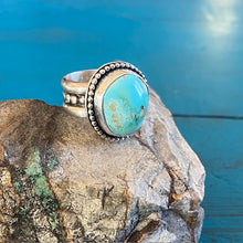 Load image into Gallery viewer, Blue Hubei Turquoise Sterling Silver Chunky Ring Size 9