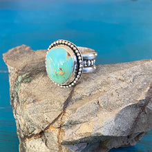 Load image into Gallery viewer, Blue Hubei Turquoise Sterling Silver Chunky Ring Size 9
