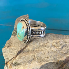 Load image into Gallery viewer, Blue Hubei Turquoise Sterling Silver Chunky Ring Size 9