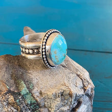 Load image into Gallery viewer, Blue Hubei Turquoise Sterling Silver Chunky Ring Size 9
