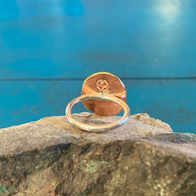 Load image into Gallery viewer, Turquoise Brass Sterling Silver Ring Size 6 3/4