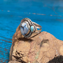 Load image into Gallery viewer, Turquoise Sterling Silver and Gold Plated Ring Size 7.5