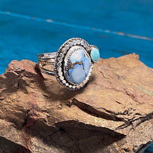 Load image into Gallery viewer, Turquoise Sterling Silver and Gold Plated Ring Size 7.5