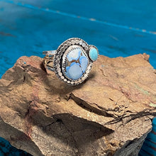 Load image into Gallery viewer, Turquoise Sterling Silver and Gold Plated Ring Size 7.5