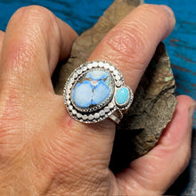 Load image into Gallery viewer, Turquoise Sterling Silver and Gold Plated Ring Size 7.5