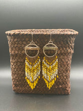Load image into Gallery viewer, Sterling Silver Danglers with Yellow Seed Bead Fringe