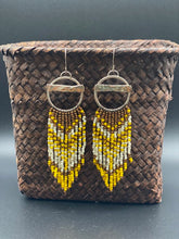 Load image into Gallery viewer, Sterling Silver Danglers with Yellow Seed Bead Fringe