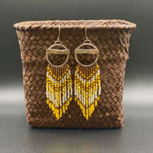 Load image into Gallery viewer, Sterling Silver Danglers with Yellow Seed Bead Fringe
