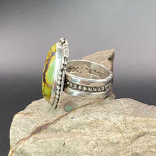 Load image into Gallery viewer, Sterling Silver and Green Hubei Turquoise Chunky Ring