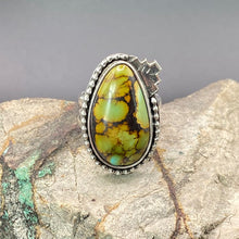 Load image into Gallery viewer, Sterling Silver and Green Hubei Turquoise Chunky Ring