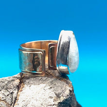 Load image into Gallery viewer, Moonstone Teardrop Brass Sterling Silver and Turquoise Rustic Ring