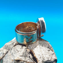 Load image into Gallery viewer, Moonstone Teardrop Brass Sterling Silver and Turquoise Rustic Ring