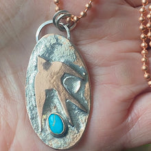 Load image into Gallery viewer, Mixed Metal Necklace with Copper Chain- Swallow Dance