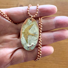 Load image into Gallery viewer, Mixed Metal Necklace with Copper Chain- Swallow Flight
