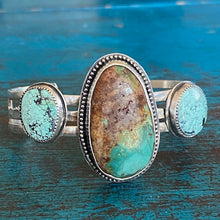 Load image into Gallery viewer, Sterling Silver and Vintage 70's Turquoise Stone Bracelet