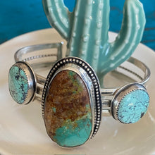 Load image into Gallery viewer, Sterling Silver and Vintage 70's Turquoise Stone Bracelet