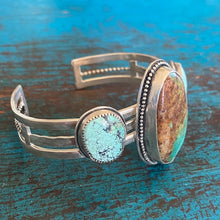 Load image into Gallery viewer, Sterling Silver and Vintage 70's Turquoise Stone Bracelet