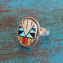 Load image into Gallery viewer, Sterling Silver and Inlaid Design Ring