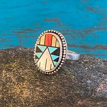 Load image into Gallery viewer, Sterling Silver and Inlaid Design Ring
