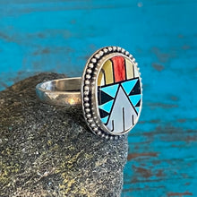 Load image into Gallery viewer, Sterling Silver and Inlaid Design Ring