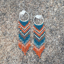 Load image into Gallery viewer, Sterling Silver Danglers with Orange Beaded Fringe Earrings