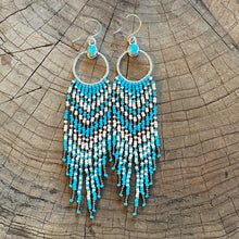 Load image into Gallery viewer, Sterling Silver Beaded Fringe Earrings with Turquoise- Blue Bayou
