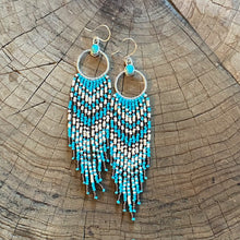 Load image into Gallery viewer, Sterling Silver Beaded Fringe Earrings with Turquoise- Blue Bayou
