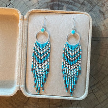 Load image into Gallery viewer, Sterling Silver Beaded Fringe Earrings with Turquoise- Blue Bayou
