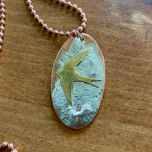 Load image into Gallery viewer, Mixed Metal Necklace with Copper Chain- Swallow Flight
