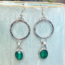 Load image into Gallery viewer, Sterling Silver Quartz topped Malachite Stone Earrings
