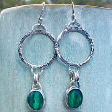 Load image into Gallery viewer, Sterling Silver Quartz topped Malachite Stone Earrings

