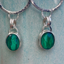 Load image into Gallery viewer, Sterling Silver Quartz topped Malachite Stone Earrings
