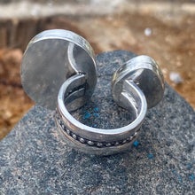 Load image into Gallery viewer, Moonstone and Turquoise  Sterling Silver Chunky Dual Adjustable Ring
