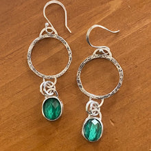 Load image into Gallery viewer, Sterling Silver Quartz topped Malachite Stone Earrings
