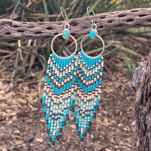 Load image into Gallery viewer, Sterling Silver Beaded Fringe Earrings with Turquoise- Blue Bayou
