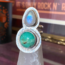 Load image into Gallery viewer, Sterling Silver Chrysoprase and Moonstone Insider Ring
