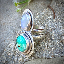 Load image into Gallery viewer, Sterling Silver Chrysoprase and Moonstone Insider Ring
