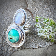 Load image into Gallery viewer, Sterling Silver Chrysoprase and Moonstone Insider Ring
