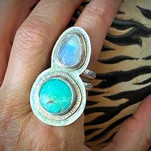 Load image into Gallery viewer, Sterling Silver Chrysoprase and Moonstone Insider Ring
