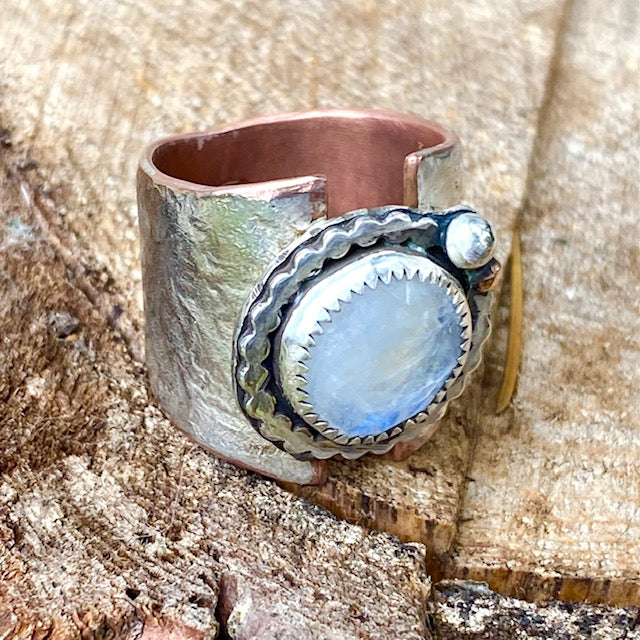 Start Me Up Mixed Metal and Moonstone Ring